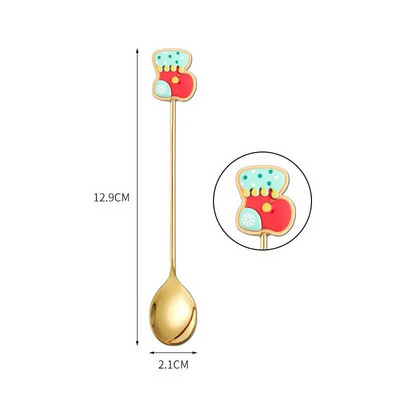 Božićna serija Žlica od nehrđajućeg čelika Vilica Kava Mlijeko Žličica za miješanje Crtić Torta Sladoled Žlica Voće Vilica Dječje posuđe
