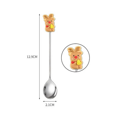 Božićna serija Žlica od nehrđajućeg čelika Vilica Kava Mlijeko Žličica za miješanje Crtić Torta Sladoled Žlica Voće Vilica Dječje posuđe