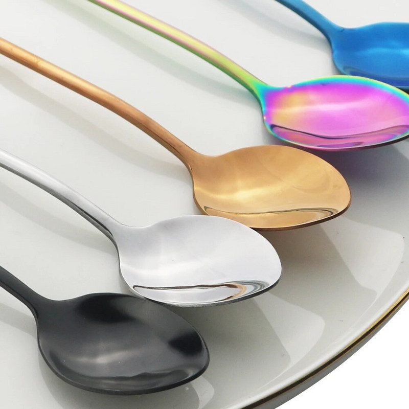 2Pcs Rainbow žlica za kavu od nehrđajućeg čelika s dugom drškom Žličice za čaj Sok Kava za miješanje Set pribora za jelo Kuhinjski pribor za jelo za vruće piće