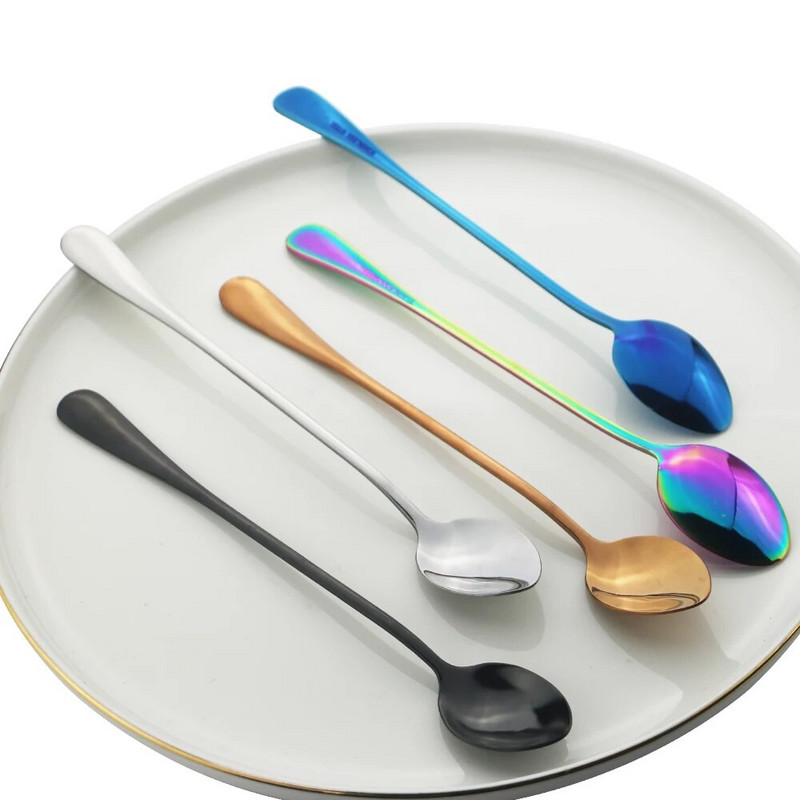 2Pcs Rainbow žlica za kavu od nehrđajućeg čelika s dugom drškom Žličice za čaj Sok Kava za miješanje Set pribora za jelo Kuhinjski pribor za jelo za vruće piće