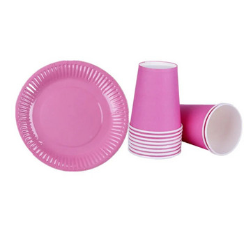 Μπλε ροζ πιάτο φλιτζάνι ψάθινο μονόχρωμο τραπεζομάντιλο πάρτι γενεθλίων Διακόσμηση σπιτιού Επιτραπέζιο σκεύος μιας χρήσης Προμήθειες πάρτι για ντους μωρού