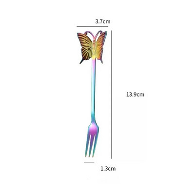 Drugelio rankena pakabinami kavos šaukštai, maži 304 nerūdijančio plieno maišymo šaukšteliai, mini vaisių šakutės virtuvės dekoro priedai