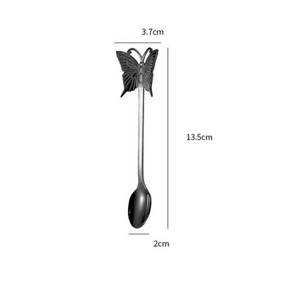 Drugelio rankena pakabinami kavos šaukštai, maži 304 nerūdijančio plieno maišymo šaukšteliai, mini vaisių šakutės virtuvės dekoro priedai