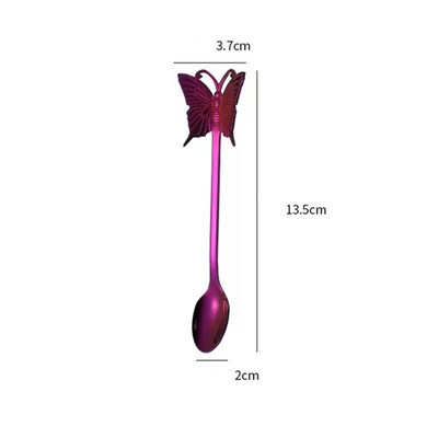 Drugelio rankena pakabinami kavos šaukštai, maži 304 nerūdijančio plieno maišymo šaukšteliai, mini vaisių šakutės virtuvės dekoro priedai