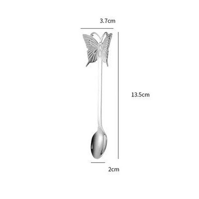 Drugelio rankena pakabinami kavos šaukštai, maži 304 nerūdijančio plieno maišymo šaukšteliai, mini vaisių šakutės virtuvės dekoro priedai