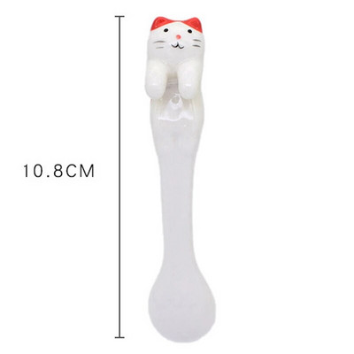 Puha, aranyos, kézzel festett macska kávés lógó fülkeverő kanál Kreatív háromdimenziós kerámia kanál rövid nyelű desszertekanál