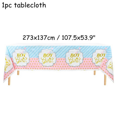 Разкриване на пола Съдове за еднократна употреба Розово, синьо, момче или момиче, чиния, салфетка, чаша, покривка, бебешко парти, парти, декорация на маса, консумативи