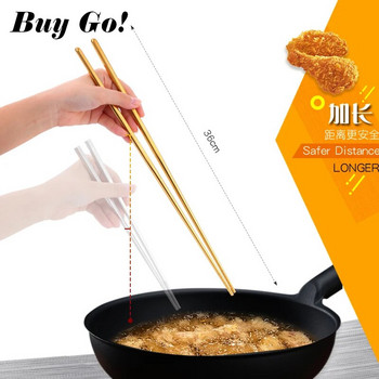 1 ζεύγος από ανοξείδωτο χάλυβα Εξαιρετικά μακρύ 36 cm Chopsticks Hot Pot Chopsticks Cooking Frying Noodles Chopsticks Clip Oil Food Silver Εργαλεία κουζίνας