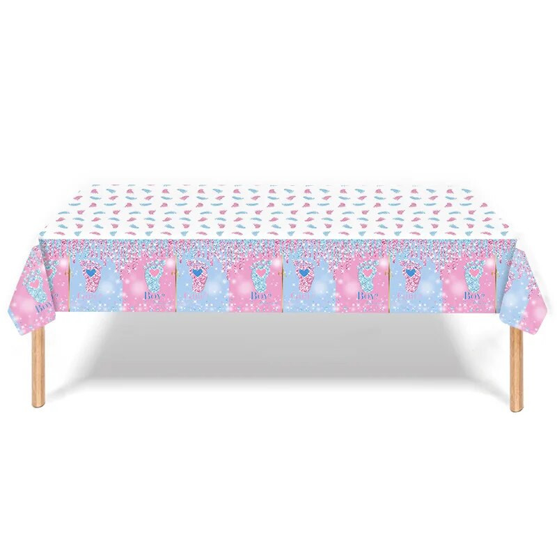 Комплект сервизи за еднократна употреба с разкриване на пола Baby Shower Салфетка за момче или момиче Покривка за разкриване на пола Парти декорации Консумативи