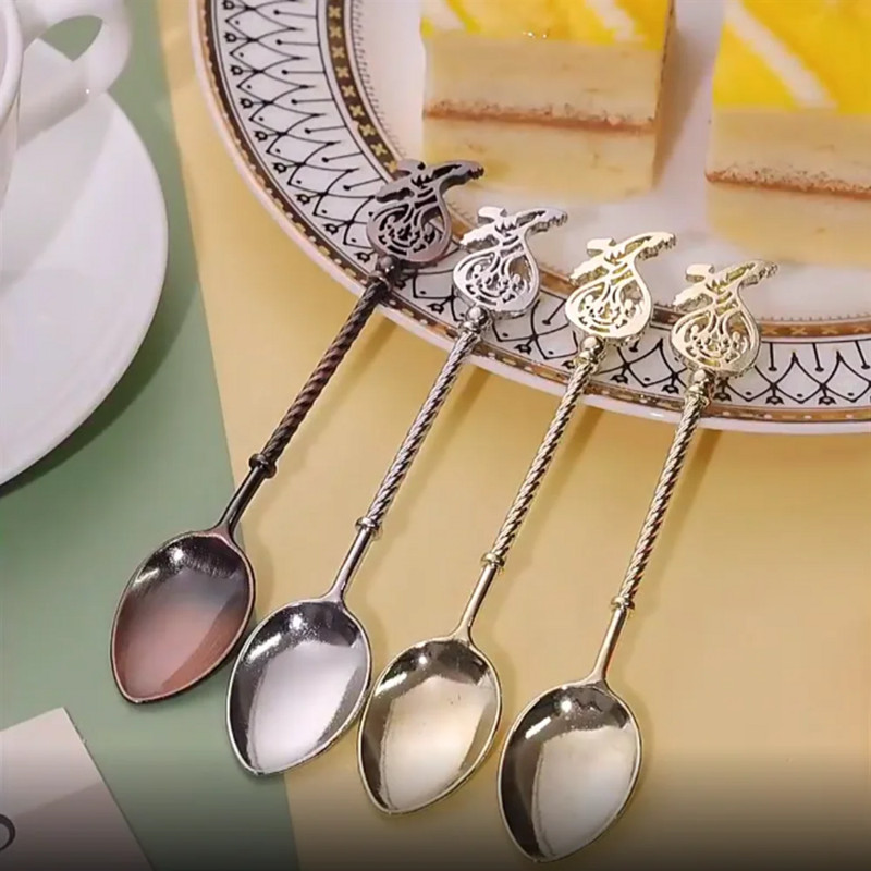 Vintage kávéskanál fagylalt desszert kanál kávétea keverőkanál Klasszikus kiskanál Konyhai kütyük Evőkanál