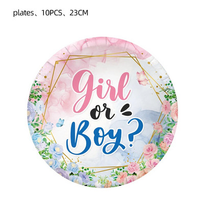 Otkrivanje spola Dekoracije za rođendanske zabave Baby Shower Jednokratne papirnate čaše Tanjuri Slamke Salvete Potrepštine za zabave za dječake ili djevojčice