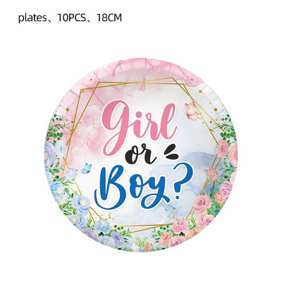 Otkrivanje spola Dekoracije za rođendanske zabave Baby Shower Jednokratne papirnate čaše Tanjuri Slamke Salvete Potrepštine za zabave za dječake ili djevojčice