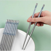 5 pari kineskih štapića s cvjetovima Štapići za hranu od nehrđajućeg čelika Tradicionalni štapići Posuđe za kuhinju i restoran