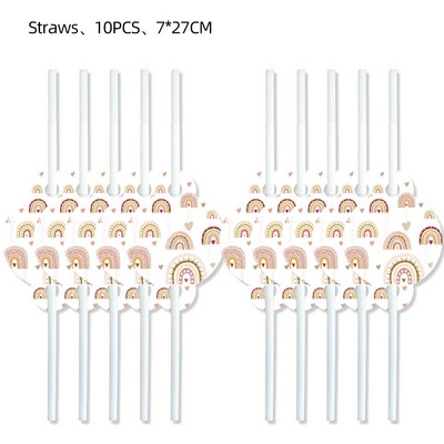 Bohemian Boho Rainbow Sünnipäevapeotarbed Laud Pulmakaunistused Taldrikud Tassid Salvrätikud Õhupallid Tüdrukutele Baby Shower Bohe