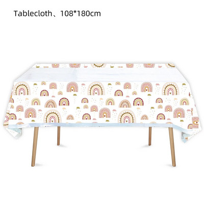 Bohemian Boho Rainbow Sünnipäevapeotarbed Laud Pulmakaunistused Taldrikud Tassid Salvrätikud Õhupallid Tüdrukutele Baby Shower Bohe