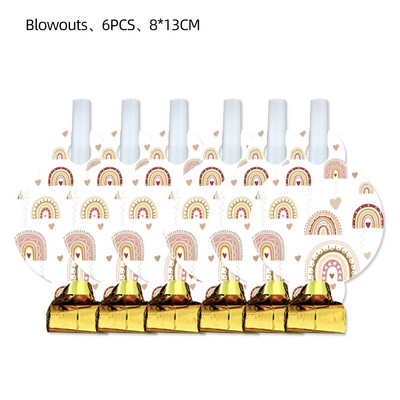 Bohemian Boho Rainbow Sünnipäevapeotarbed Laud Pulmakaunistused Taldrikud Tassid Salvrätikud Õhupallid Tüdrukutele Baby Shower Bohe