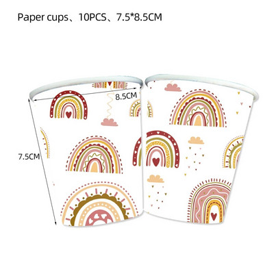 Bohemian Boho Rainbow Sünnipäevapeotarbed Laud Pulmakaunistused Taldrikud Tassid Salvrätikud Õhupallid Tüdrukutele Baby Shower Bohe