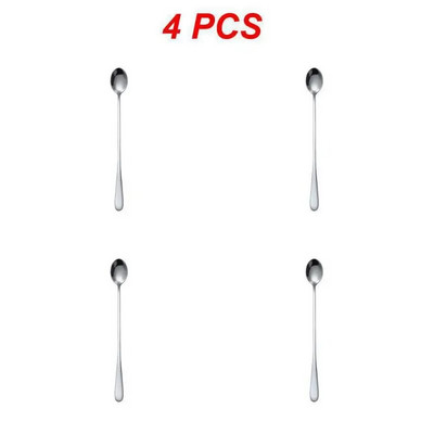 1/2/4 DB fekete hosszú nyelű teáskanál gyümölcslé keverő evőeszköz rozsdamentes acél kávéskanál ivó evőeszköz konyhai csepp