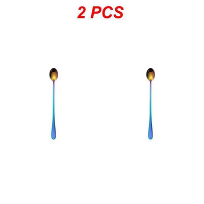 1/2/4 DB fekete hosszú nyelű teáskanál gyümölcslé keverő evőeszköz rozsdamentes acél kávéskanál ivó evőeszköz konyhai csepp