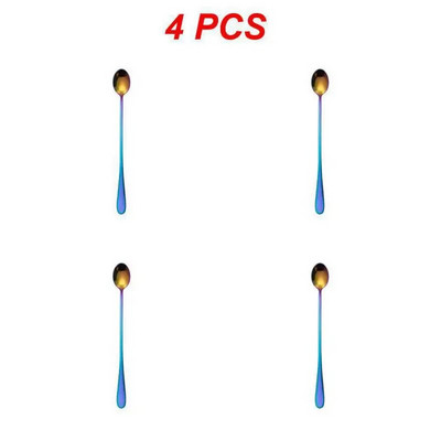 1/2/4 DB fekete hosszú nyelű teáskanál gyümölcslé keverő evőeszköz rozsdamentes acél kávéskanál ivó evőeszköz konyhai csepp