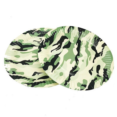 Vojnozeleno kamuflažno posuđe za vojnu temu Potrepštine za zabave Kamuflažni tanjur Vojnozeleni stolnjak Dekoracija za rođendan za dječake