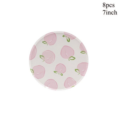 1 set fructe de unică folosință farfurii de piersici, portocale, lămâie, cești pentru copii, fructe de vară, aprovizionare pentru decorațiuni pentru petrecerea de mulți ani