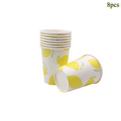 1 set fructe de unică folosință farfurii de piersici, portocale, lămâie, cești pentru copii, fructe de vară, aprovizionare pentru decorațiuni pentru petrecerea de mulți ani