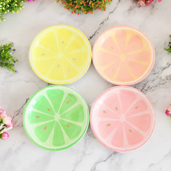 8Pcs освежаваща лимонена парти хартиена чиния чаша Napking еднократна чиния сервизи за Pinic Празнични консумативи за рожден ден