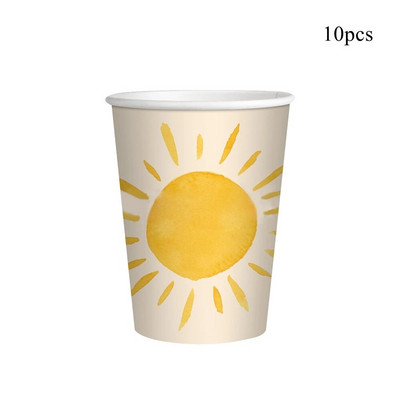 1 rinkinys Bohemian Sun vienkartinių stalo reikmenų Popierinių lėkščių reklamjuostė Bohemian Sun 1-ojo gimtadienio vakarėliui papuošti dovanų maišelį