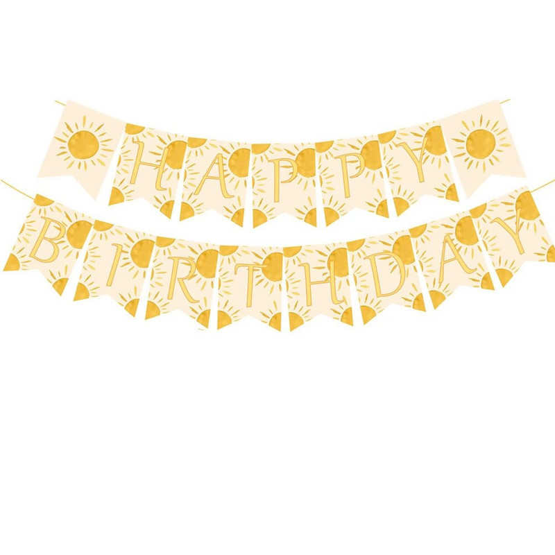 1 комплект съдове и прибори за еднократна употреба Bohemian Sun Банер за хартиени чинии за Bohemian Sun 1st Честит рожден ден Парти Декорация Подаръчна торбичка Доставка