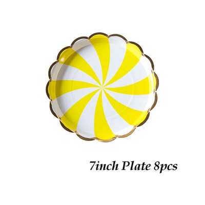 Тема на дъгата Парти Посуда за еднократна употреба Чиния с ивици Чаши Салфетки Сватба Baby Shower Парти Рожден ден Фиеста Декорация Консумативи