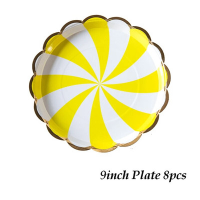 Тема на дъгата Парти Посуда за еднократна употреба Чиния с ивици Чаши Салфетки Сватба Baby Shower Парти Рожден ден Фиеста Декорация Консумативи