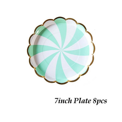 Тема на дъгата Парти Посуда за еднократна употреба Чиния с ивици Чаши Салфетки Сватба Baby Shower Парти Рожден ден Фиеста Декорация Консумативи
