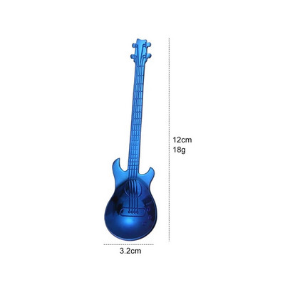 1 vnt Spalvotas nerūdijančio plieno animacinis gitaros šaukštas Creative Milk kavos šaukštas ledų saldainių šaukštelis virtuvės kavos priedai