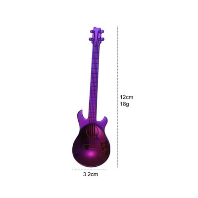 1 vnt Spalvotas nerūdijančio plieno animacinis gitaros šaukštas Creative Milk kavos šaukštas ledų saldainių šaukštelis virtuvės kavos priedai