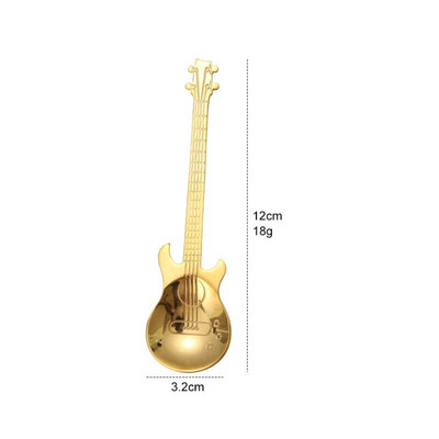 1 vnt Spalvotas nerūdijančio plieno animacinis gitaros šaukštas Creative Milk kavos šaukštas ledų saldainių šaukštelis virtuvės kavos priedai