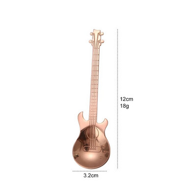 1 vnt Spalvotas nerūdijančio plieno animacinis gitaros šaukštas Creative Milk kavos šaukštas ledų saldainių šaukštelis virtuvės kavos priedai