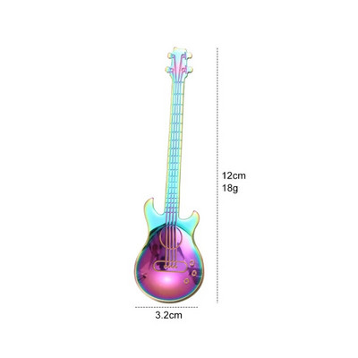 1 vnt Spalvotas nerūdijančio plieno animacinis gitaros šaukštas Creative Milk kavos šaukštas ledų saldainių šaukštelis virtuvės kavos priedai