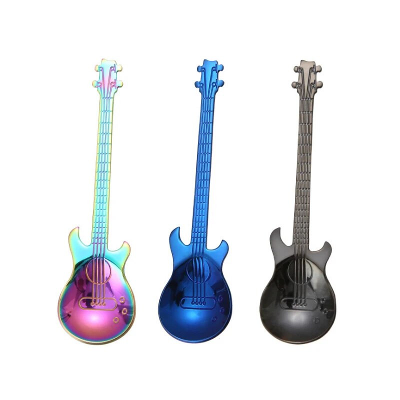 1 buc. lingură de chitară de desene animate din oțel inoxidabil, lingură de cafea cu lapte, linguriță de înghețată, bomboane, accesorii pentru cafea