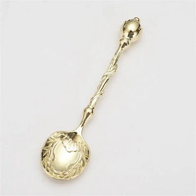 Чаена лъжица Винтидж ретро източен стил Лъжица за кафе Лъжици за сладолед Резбовани лъжички за кафе