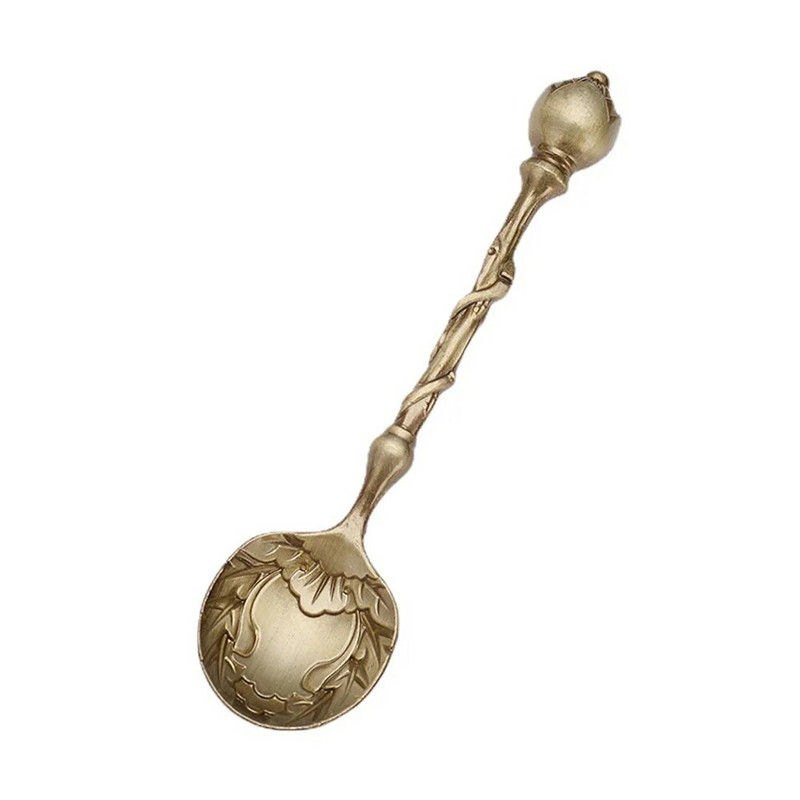 Чаена лъжица Винтидж ретро източен стил Лъжица за кафе Лъжици за сладолед Резбовани лъжички за кафе