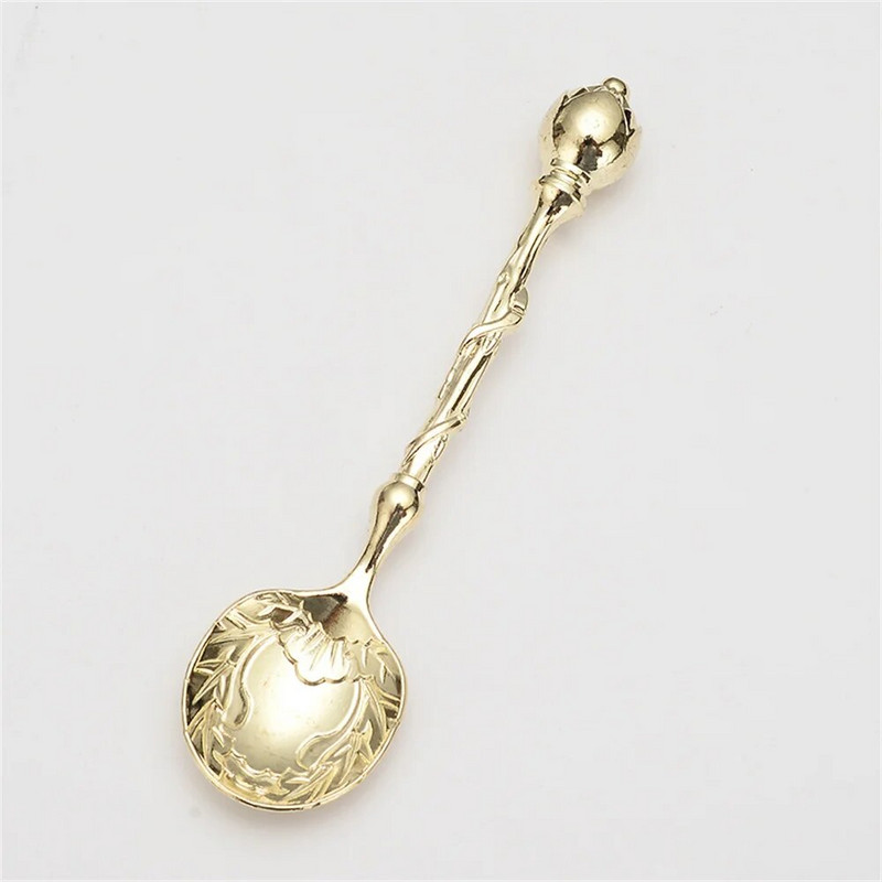 Чаена лъжица Винтидж ретро източен стил Лъжица за кафе Лъжици за сладолед Резбовани лъжички за кафе
