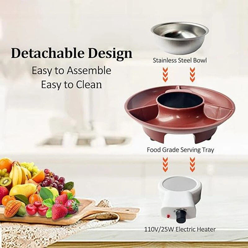Set de oale pentru fondue, aparat electric pentru fonduă de ciocolată cu 4 furculițe, kit pentru mașină de fondue pentru topirea brânzei, controlul temperaturii.