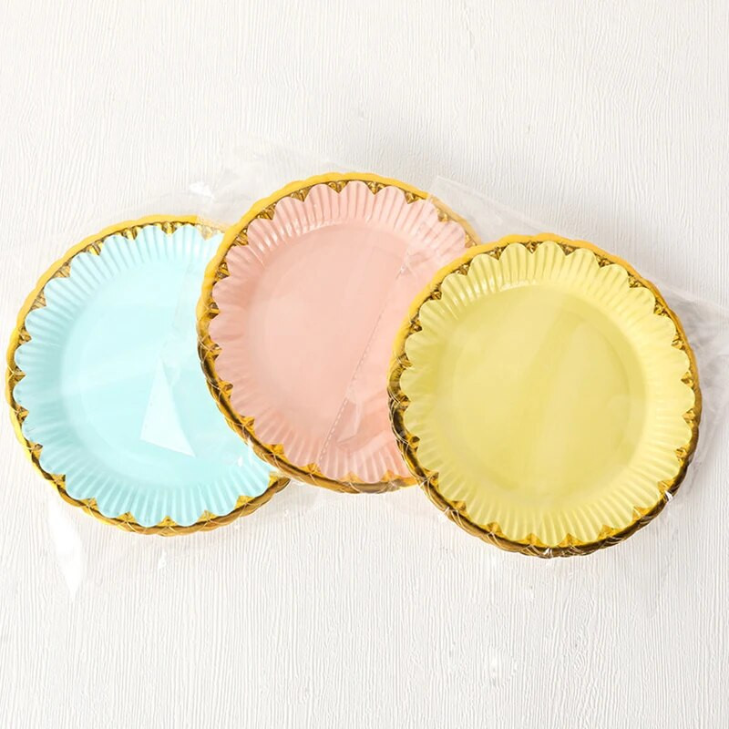 10 komada bijelo/žuto/plavo/crveno jednokratno posuđe za zabavu Potrepštine za zabave Papirnati tanjuri Šalice Vjenčanje Rođendanska zabava Dekoracija za odrasle F