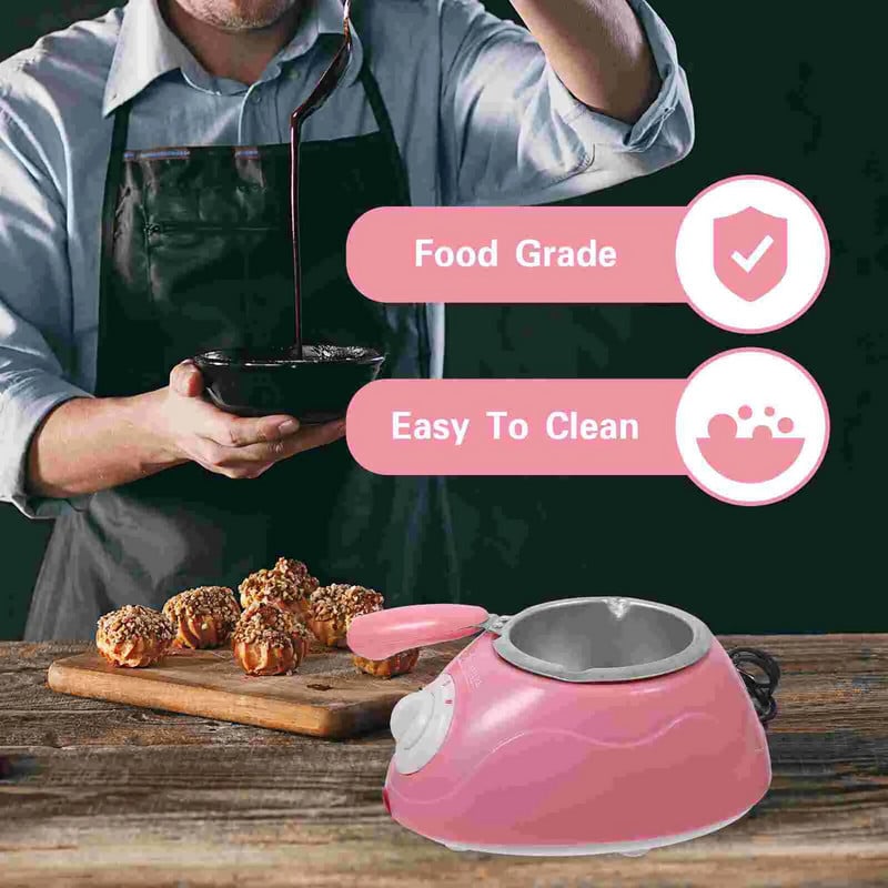 Set de mașini de mașini pentru fondue de ciocolată, mini electrică, pentru topirea ciocolatei (roz)
