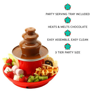 Шоколадов фонтан Мини комплект за фондю с включена табла за сервиране, електрическа 3-степенна машина с основа за горещо топене