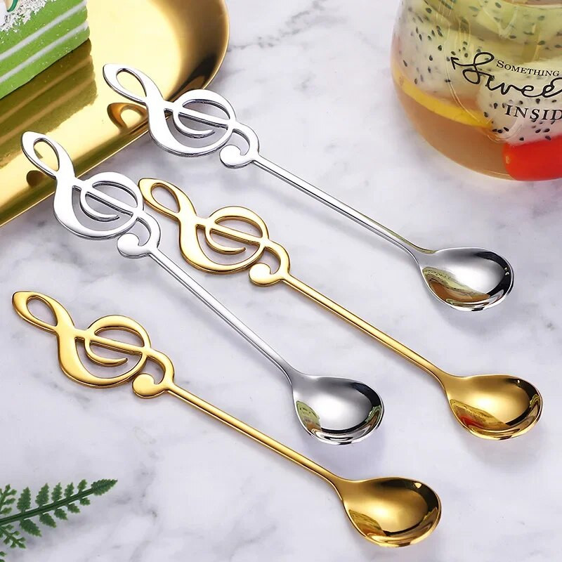 Nerūdijančio plieno kūrybinga kava, maišanti auksines natas, šaukštas pyragas desertinis puodelis ledo dovana 1/2 vnt