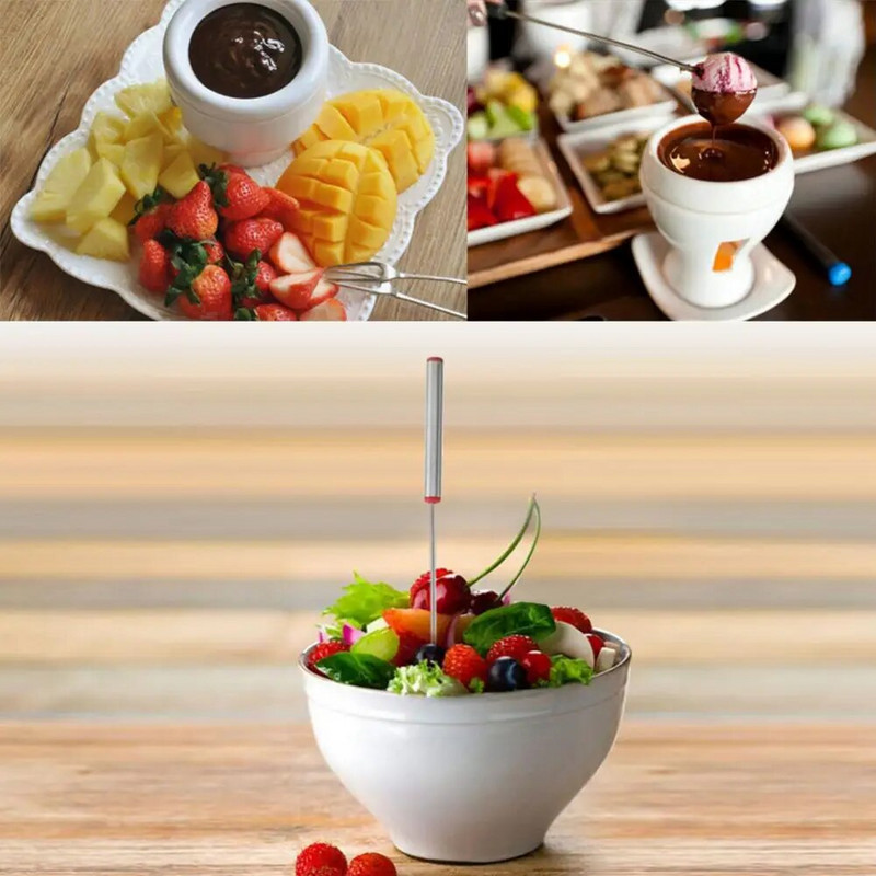 Set Furculiță de ciocolată din oțel inoxidabil Oală pentru brânză Furculițe fierbinți Fructe Desert Furculiță Fondue Fusion Frigarui Ustensile de bucătărie