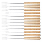 12 dalių fondu šakučių kepimo rinkinys Muddler ledų fondu šakutės medienos + nerūdijančio plieno kokteilių rinkinys