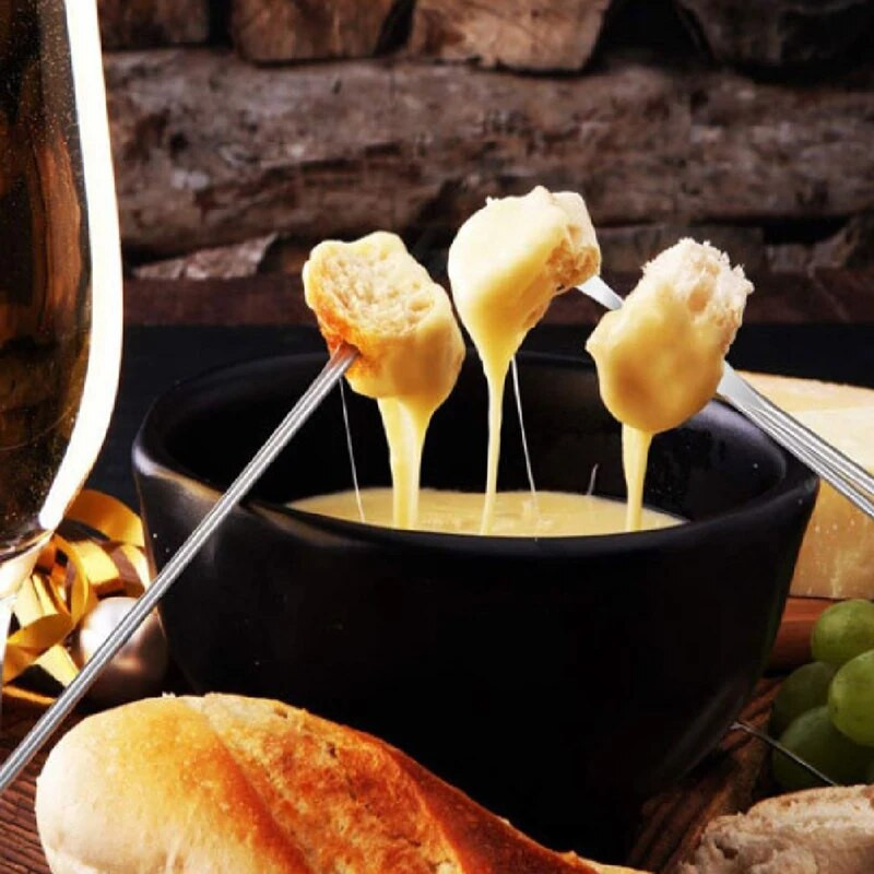 12 dalių fondu šakučių kepimo rinkinys Muddler ledų fondu šakutės medienos + nerūdijančio plieno kokteilių rinkinys